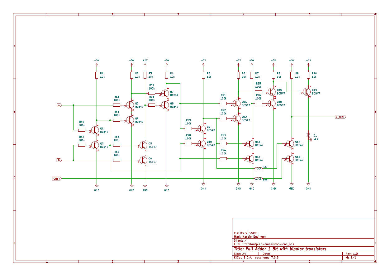Bipolar transistor full adder circuit