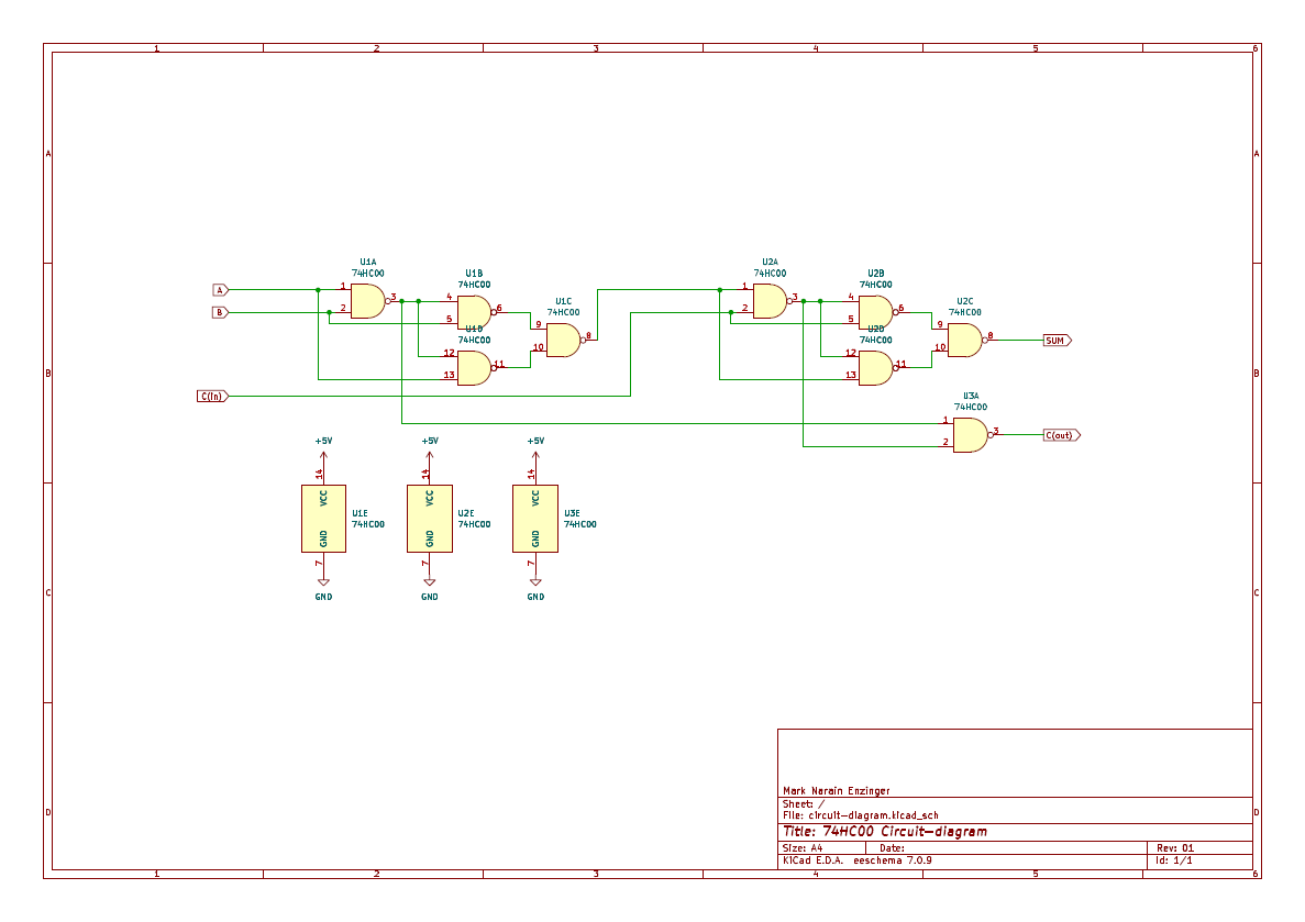 NAND-gate full adder circuit